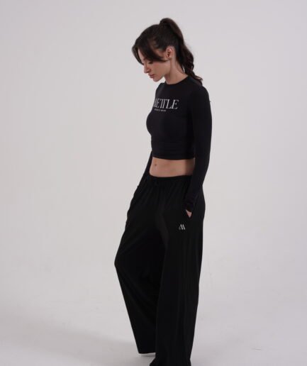 Black Wide Leg Sport Pants | Modern & Comfortable