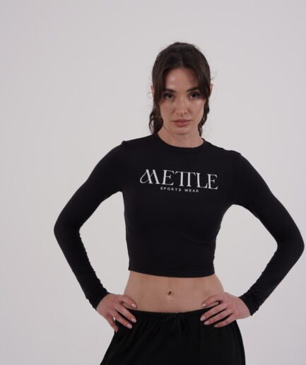 Black Long Sleeve Crop Top | Modern & Stylish