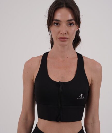 Front Zip Sports Top | Modern, Flexible & Classic Black
